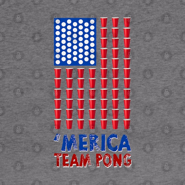 Beer Pong American Flag T shirt 4th of July Merica USA T-Shirt by Pannolinno